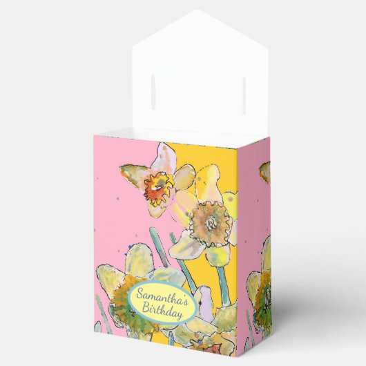 ひまわりの花の絵の誕生日ケーキボックス フェイバーボックス (オープン)