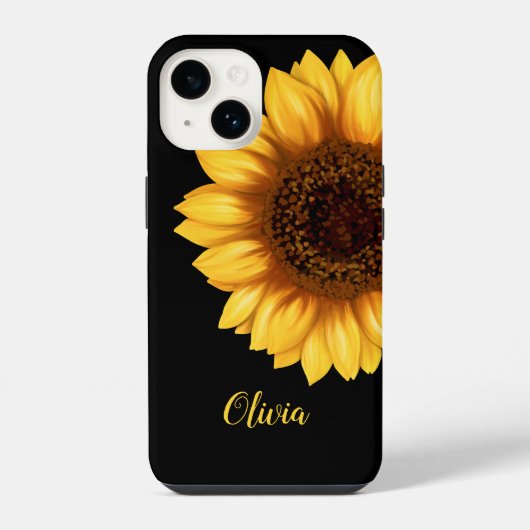 ひまわりの花の芸術的な野生の花 iPhoneケース (裏面)
