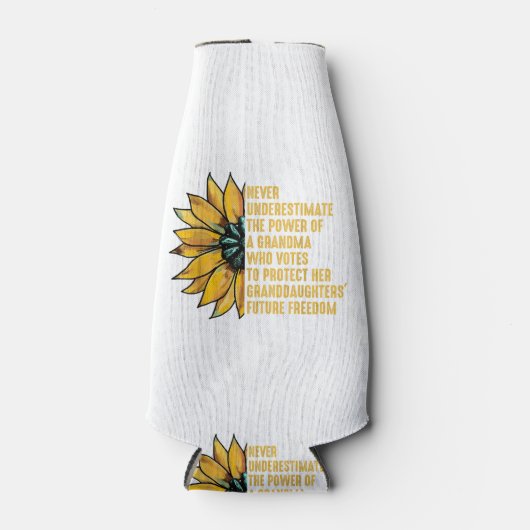 ひまわりの花はおばあちゃんの力を過小評価しない ボトルクーラー (正面)