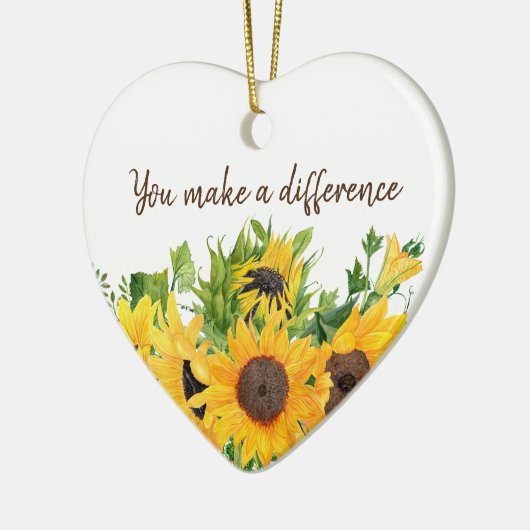 ひまわりの花を作る引用文 セラミックオーナメント (左)