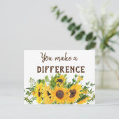 ひまわりの花を作る引用文 ポストカード (スタンド正面)