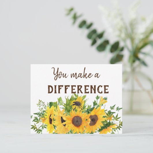 ひまわりの花を作る引用文 ポストカード (スタンド正面)