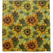 ひまわりの花を葉のセージの背景でパーソナライズ シャワーカーテン (正面)