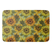 ひまわりの花を葉のセージの背景でパーソナライズ バスマット (正面)
