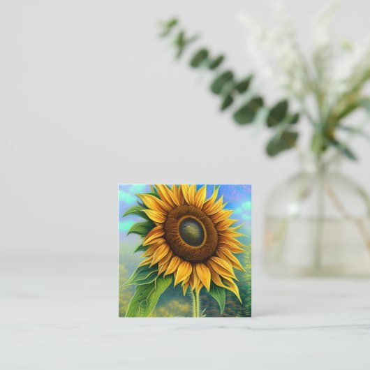 ひまわりの花人気があるは愛される花 スクエア名刺 (スタンド正面)