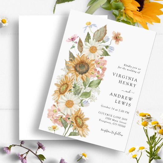 ひまわりの花嫁入場の招待状 招待状