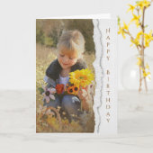 ひまわりの花束を持つ地方の子供 カード (黄色い花)