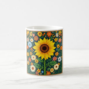 ひまわりの花柄マグカップ コーヒーマグカップ