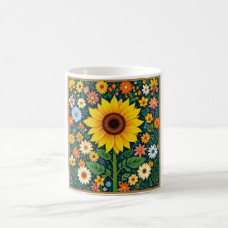 ひまわりの花柄マグカップ コーヒーマグカップ