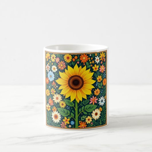 ひまわりの花柄マグカップ コーヒーマグカップ (中央)