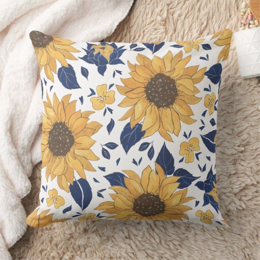 ひまわりの花柄 クッション (ブランケット)