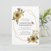 ひまわりの花模様のための素朴バプテスマ 招待状 (スタンド正面)