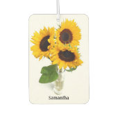 ひまわりの花瓶または写真名前をカスタムする カーエアーフレッシュナー (正面)