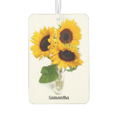ひまわりの花瓶または写真名前をカスタムする カーエアーフレッシュナー (裏面)