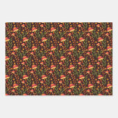 ひまわりの花、かぼちゃと茶色のキノコ ラッピングペーパーシート (正面3)