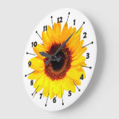 ひまわりの花+テキストとアイディア ラージ壁時計 (傾斜)