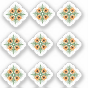 ひまわりの花 フラワーハンドドローイング落書きステッカーセット シール