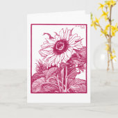 ひまわりの花（1919年）ヴィンテージ・ウッドカット、Julie de Grag カード (黄色い花)