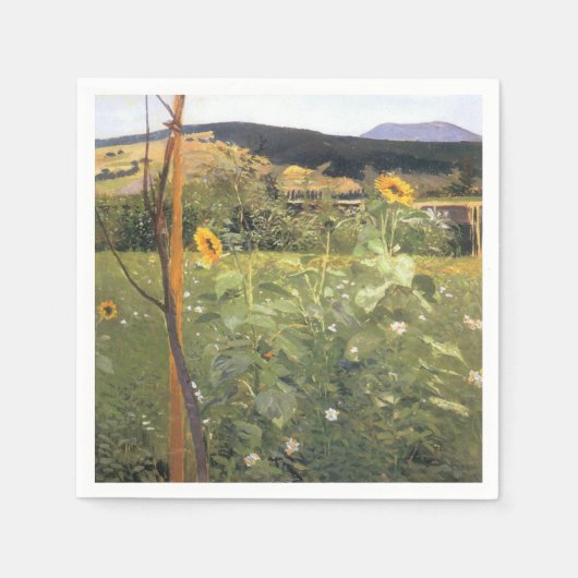 ひまわりの花（Jacek Malczewski著） スタンダードカクテルナプキン (正面)