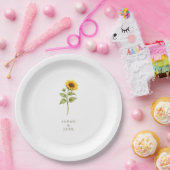 ひまわりの茎のペアネーム オーダーメイド ペーパープレート (パーティー)