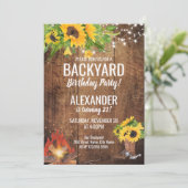 ひまわりの裏庭焚き火誕生日招待状 招待状 (スタンド正面)