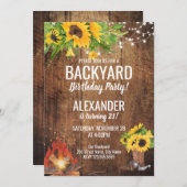 ひまわりの裏庭焚き火誕生日招待状 招待状 (正面/裏面)