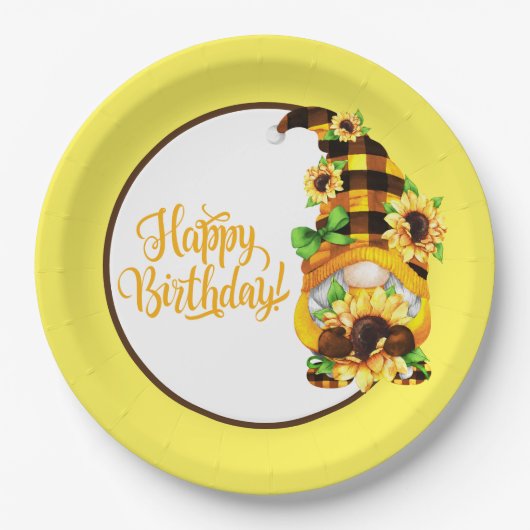 ひまわりの誕生日ノーム ペーパープレート (正面)