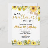 ひまわりの誕生日パーティーの少女への招待 招待状 (正面)