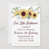 ひまわりの誕生日招待状、8歳の誕生日 招待状 (正面)