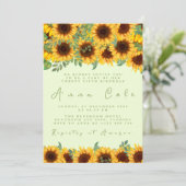 ひまわりの誕生日 レトロな黄色の花 招待状 (スタンド正面)