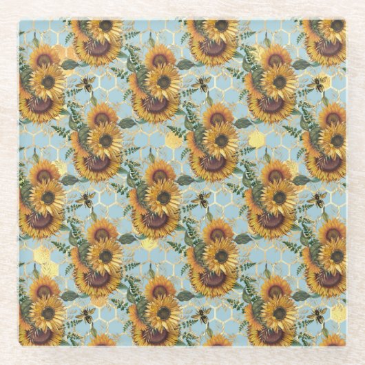 ひまわりの贈り物 |ひまわりのように明るい ガラスコースター (正面)