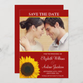 ひまわりの赤い写真が日付を救う セーブザデート (正面/裏面)