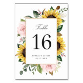 ひまわりの赤面ピンクフローラロマンチックなテーブル番号 テーブルナンバー (裏面)