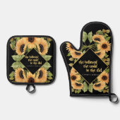 ひまわりの輝く卒業帽 鍋つかみ&鍋敷きセット (正面)