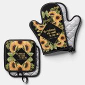 ひまわりの輝く卒業帽 鍋つかみ&鍋敷きセット (正面/裏面)