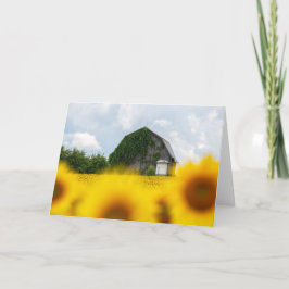 ひまわりの農村のブランクノートカード サンキューカード