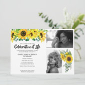 ひまわりの追悼 死亡記念日の写真 招待状 (スタンド正面)
