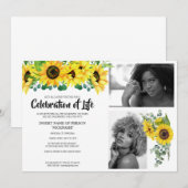 ひまわりの追悼 死亡記念日の写真 招待状 (正面/裏面)