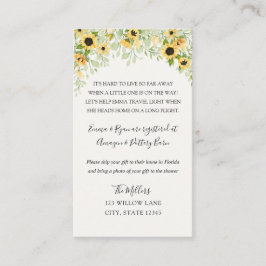 ひまわりの遠隔ベビーシャワーの挿入 エンクロージャーカード
