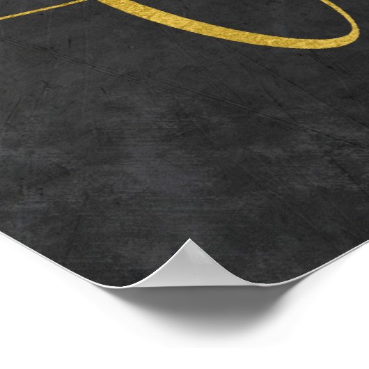 ひまわりの金ゴールドのスクリプ結婚トカードとサイン ポスター (角)