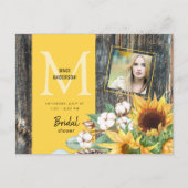 ひまわりの開花素朴写真ブライダルシャワー インビテーションポストカード (正面)