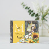 ひまわりの開花素朴写真ブライダルシャワー インビテーションポストカード (スタンド正面)