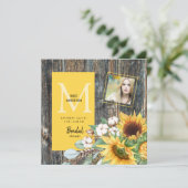 ひまわりの開花素朴写真ブライダルシャワー 招待状 (スタンド正面)