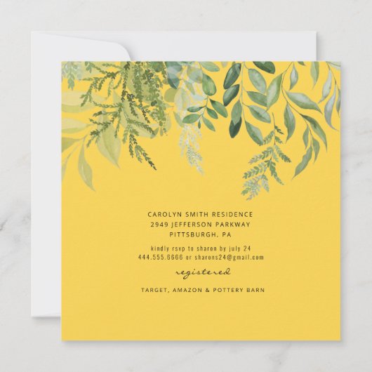 ひまわりの開花素朴写真ブライダルシャワー 招待状 (裏面)