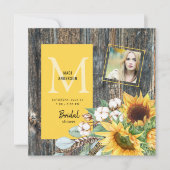 ひまわりの開花素朴写真ブライダルシャワー 招待状 (正面)