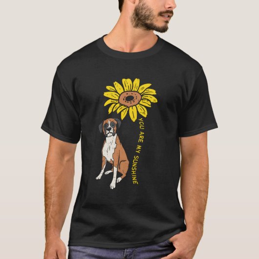 ひまわりの陽射しボクサーペット 女性 少女 犬 Tシャツ (正面)
