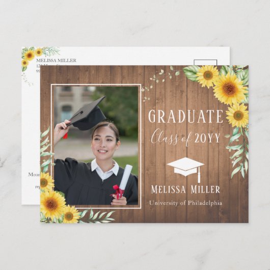 ひまわりの飾り木の卒業式 シーズンポストカード (正面/裏面)