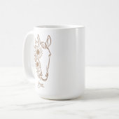ひまわりの馬の線画の肖像画 コーヒーマグカップ (正面左)
