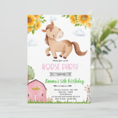 ひまわりの馬の誕生日パーティーの招待状 招待状 (スタンド正面)