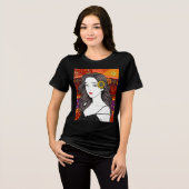 ひまわりの魂 - フォークアートの肖像画イラスト トライブレンドＴシャツ (正面全面)